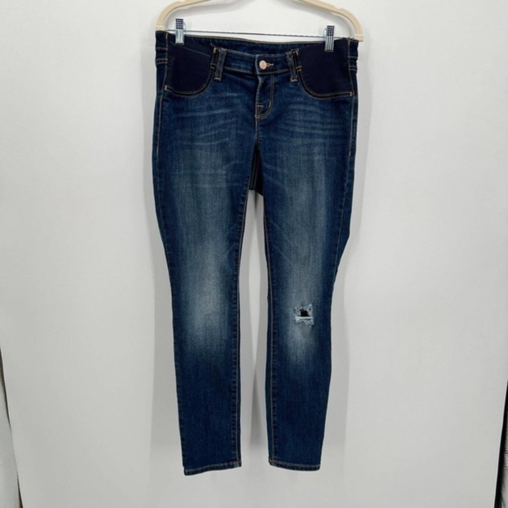 Old Navy Rockstar Maternity Jeans Womens 6 Skinny Distressed Knee Side Panel